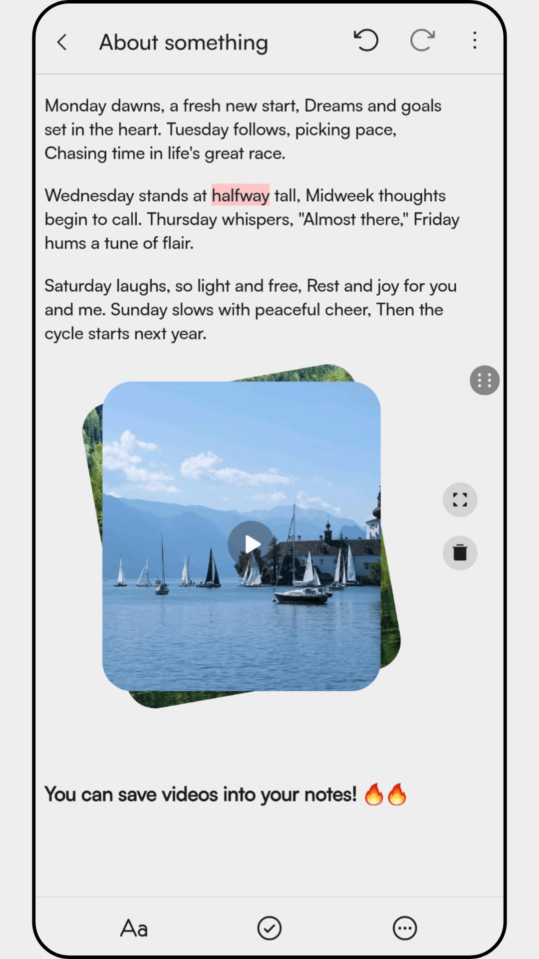 Rich text editor with embedded media and video playback