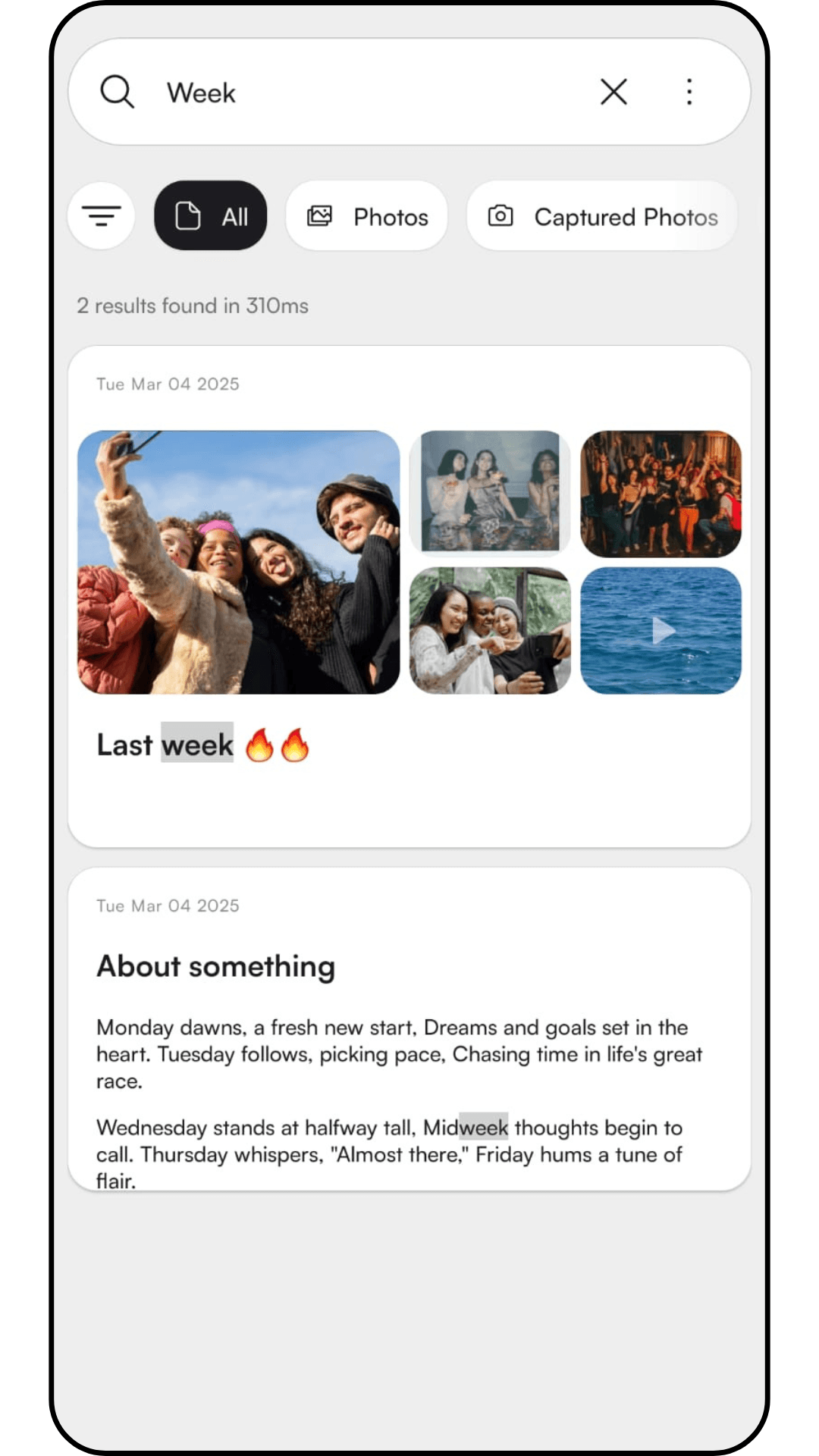 Powerful search tool scanning notes, media, and documents