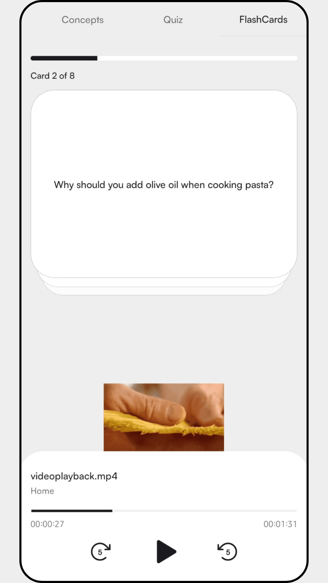 Flashcard-based learning with video integration